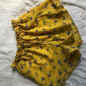 Yellow floral shorts